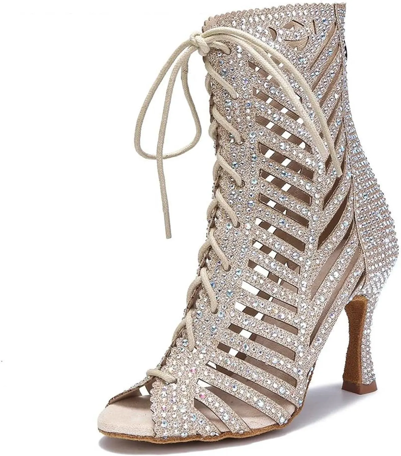 High Top Ballroom Boots - Soft Sole Heels for Party Events (9CM/3.54")