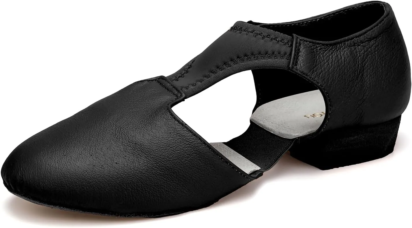 HIPPOSEUS Women's Leather Jazz Shoe Slip-on Jazz Dance Slippers Indoor,Model 1305