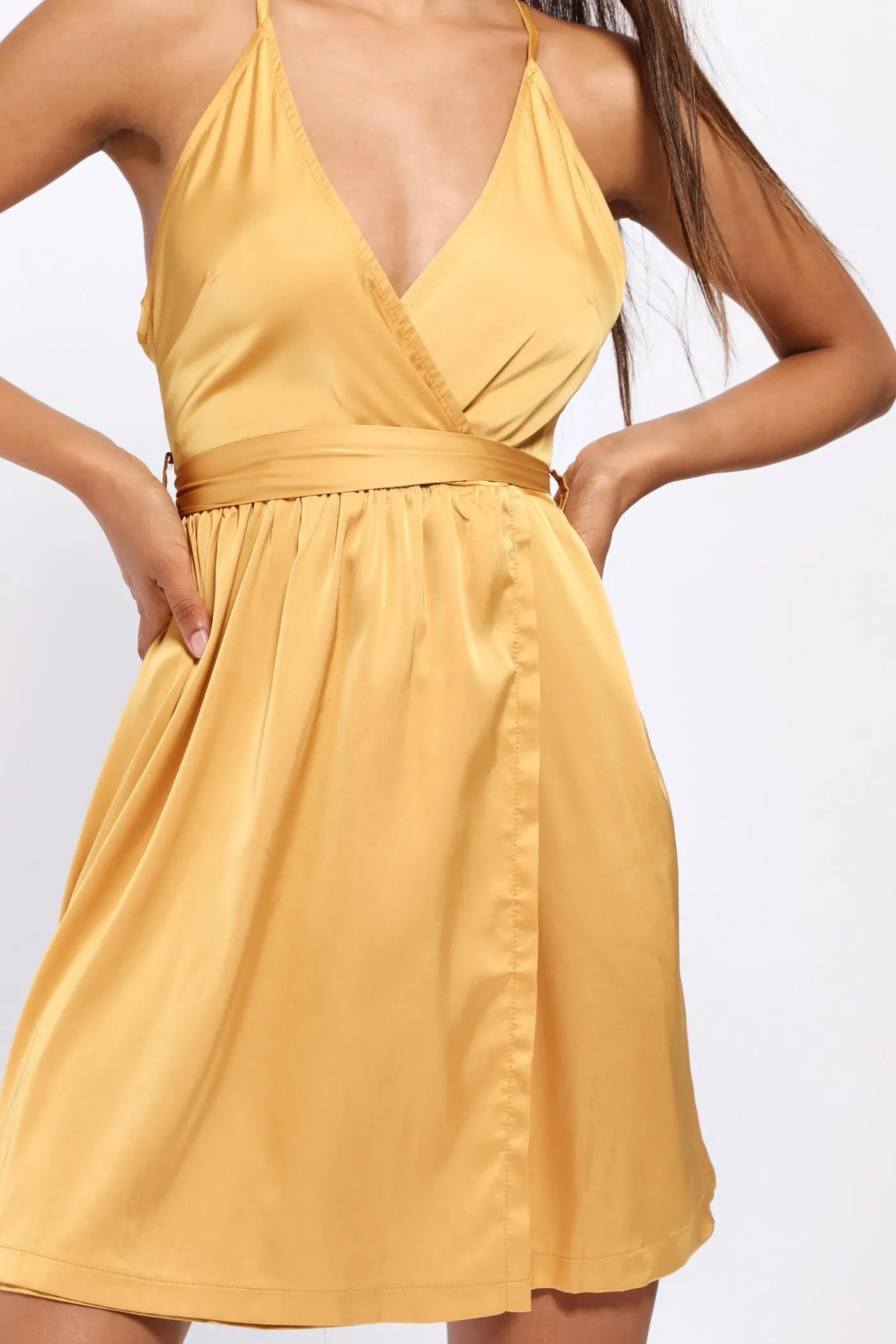 Honeydew Backless Strappy Plunge Front Skater Dress