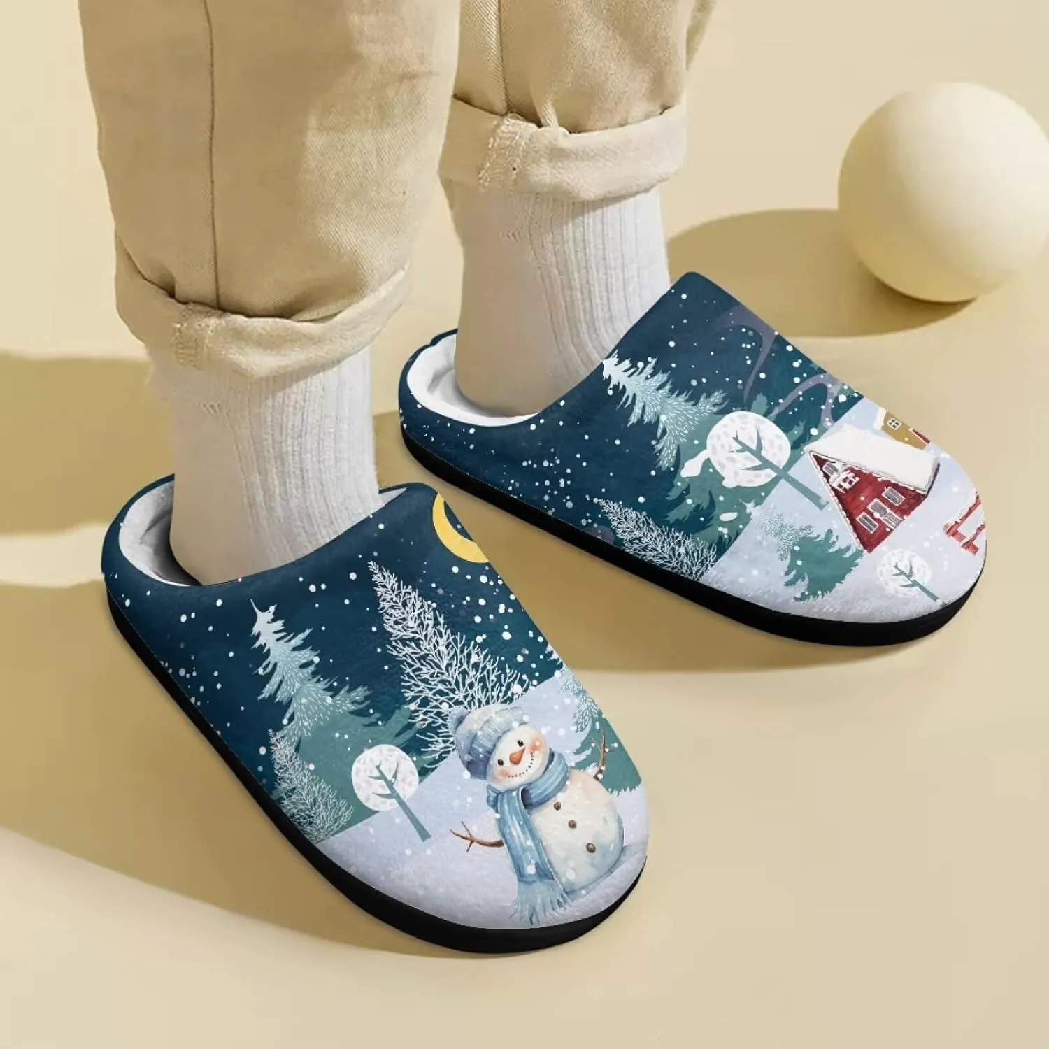 Howilath Boys Slippers, Snowman Pattern Non-Slip Kids Slippers for Kids Indoor Outdoor Children Slippers
