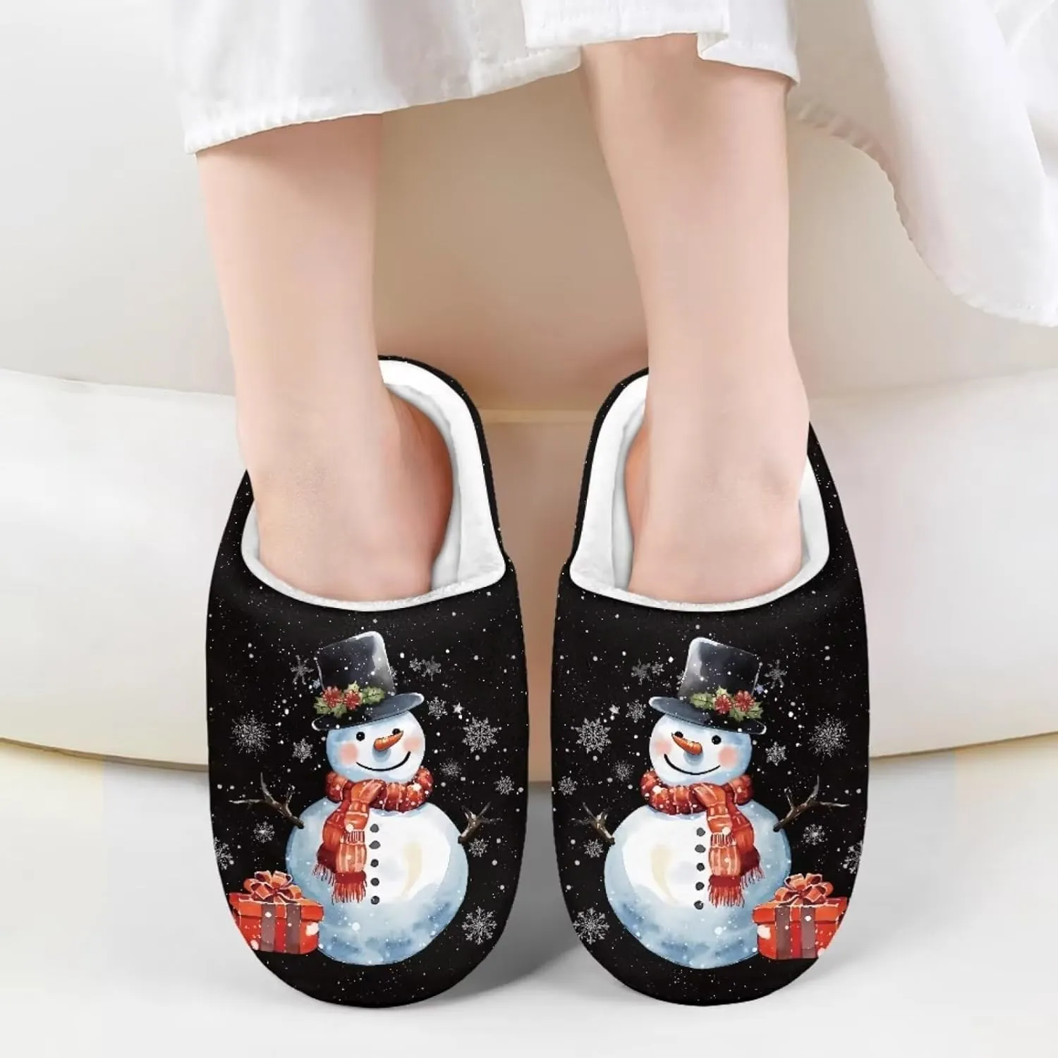 Howilath Boys Slippers, Snowman Pattern Non-Slip Kids Slippers for Kids Indoor Outdoor Children Slippers
