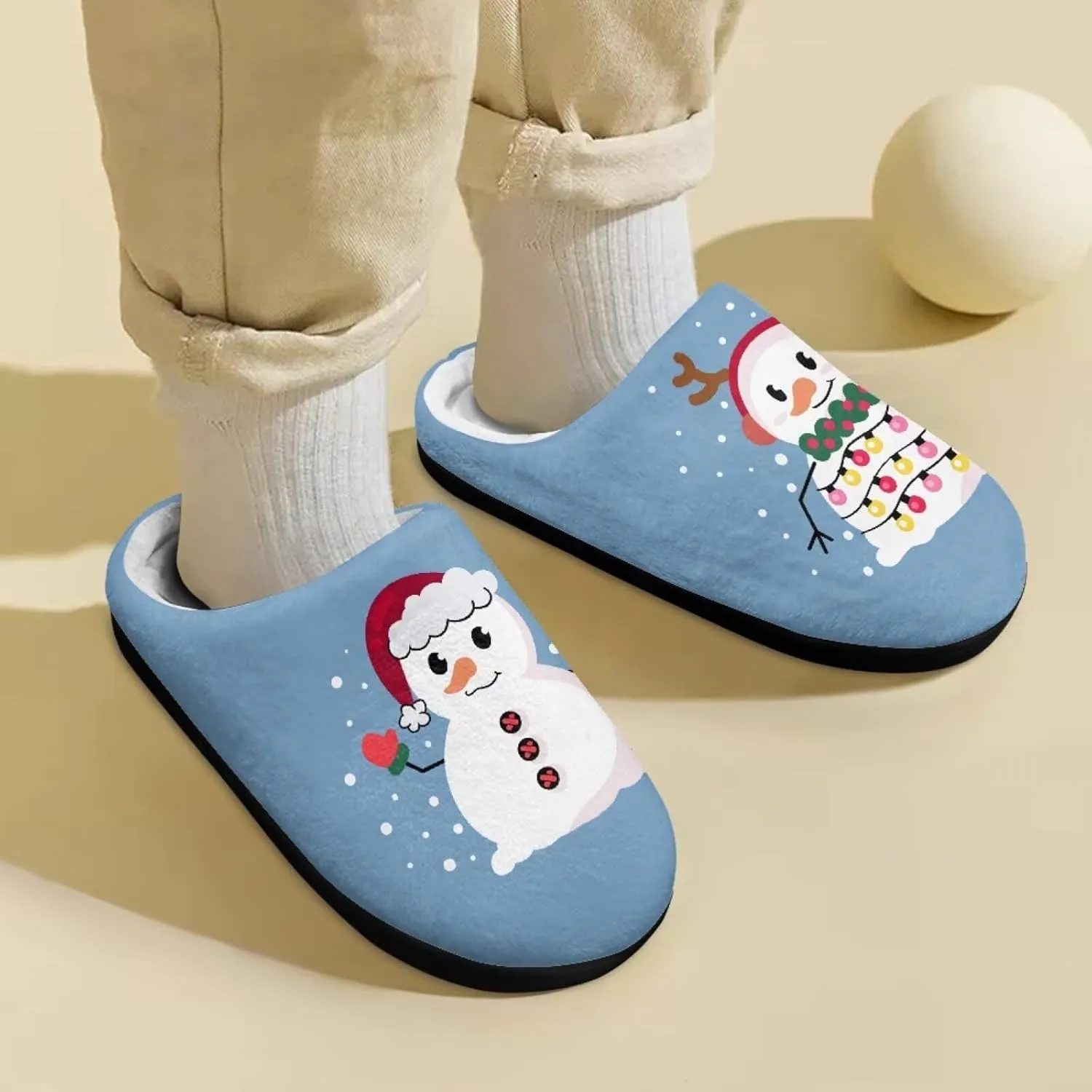 Howilath Boys Slippers, Snowman Pattern Non-Slip Kids Slippers for Kids Indoor Outdoor Children Slippers