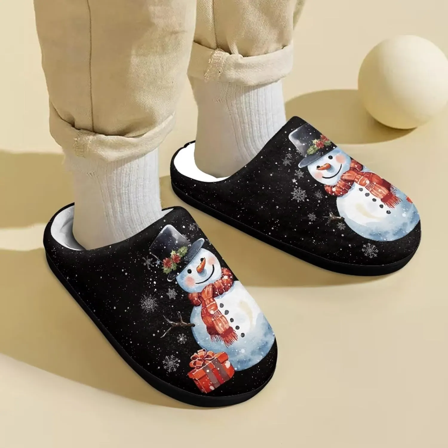 Howilath Boys Slippers, Snowman Pattern Non-Slip Kids Slippers for Kids Indoor Outdoor Children Slippers