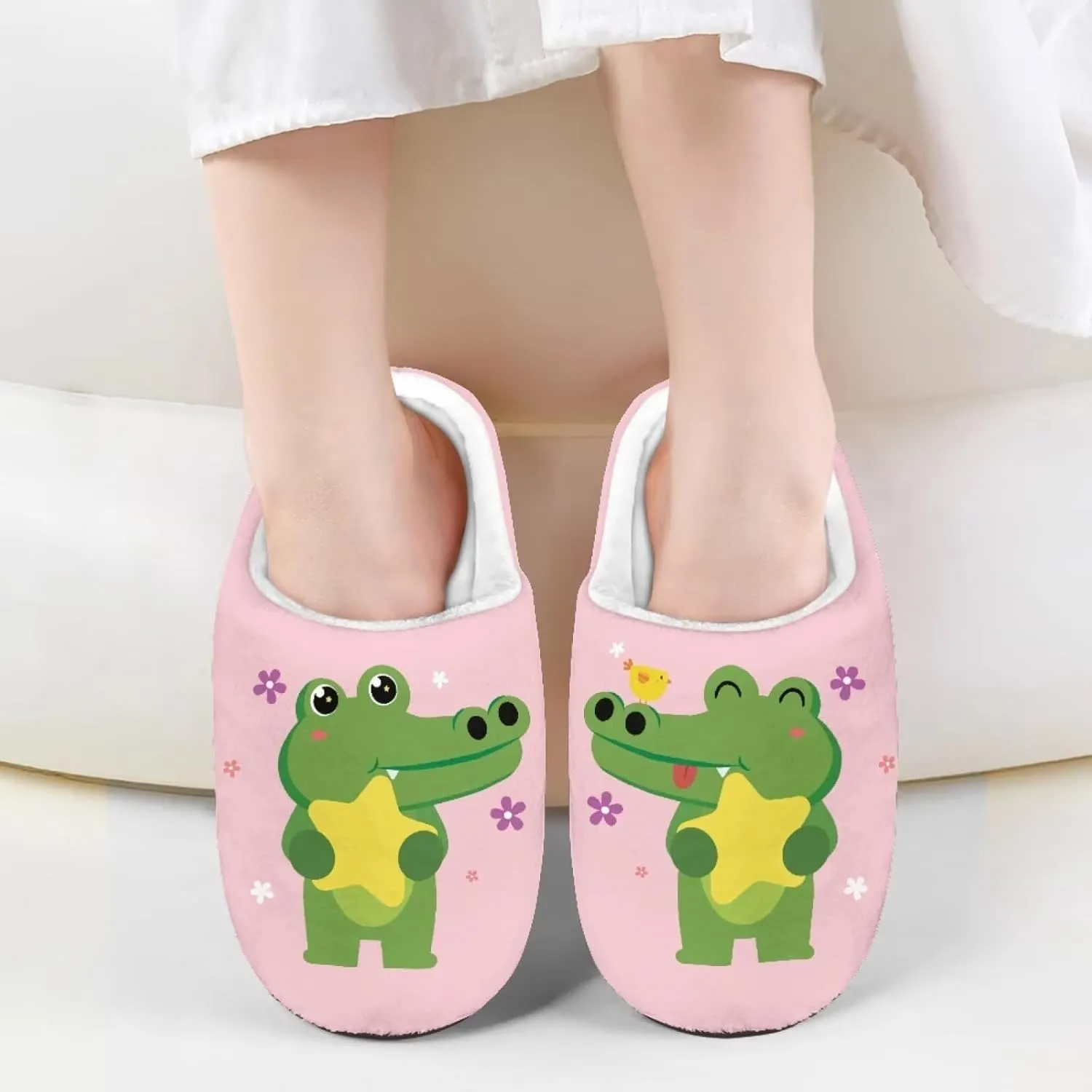 Howilath Kids Slippers Animal Print Toddler House Slippers Girls Slippers Boys House Shoes Fluffy Warm