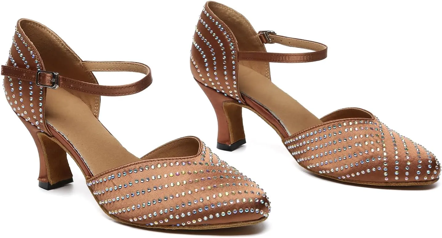 HROYL Women Closed toe Ballroom Dance Shoes Latin Salsa Dancing Shoes,Model L633