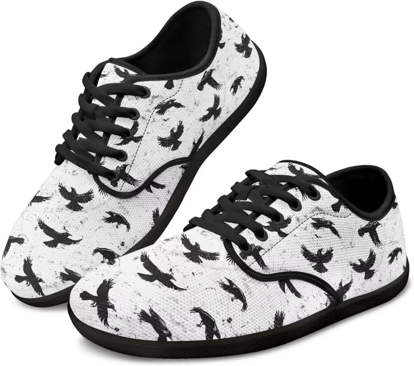 Lace-Up Barefoot Shoes for Mother Women Wide Toe Walking Shoes Lightweight Soft Anti-Skid Sneakers for Hiking and Daily Wear US Size 6-13.5 Black Sole