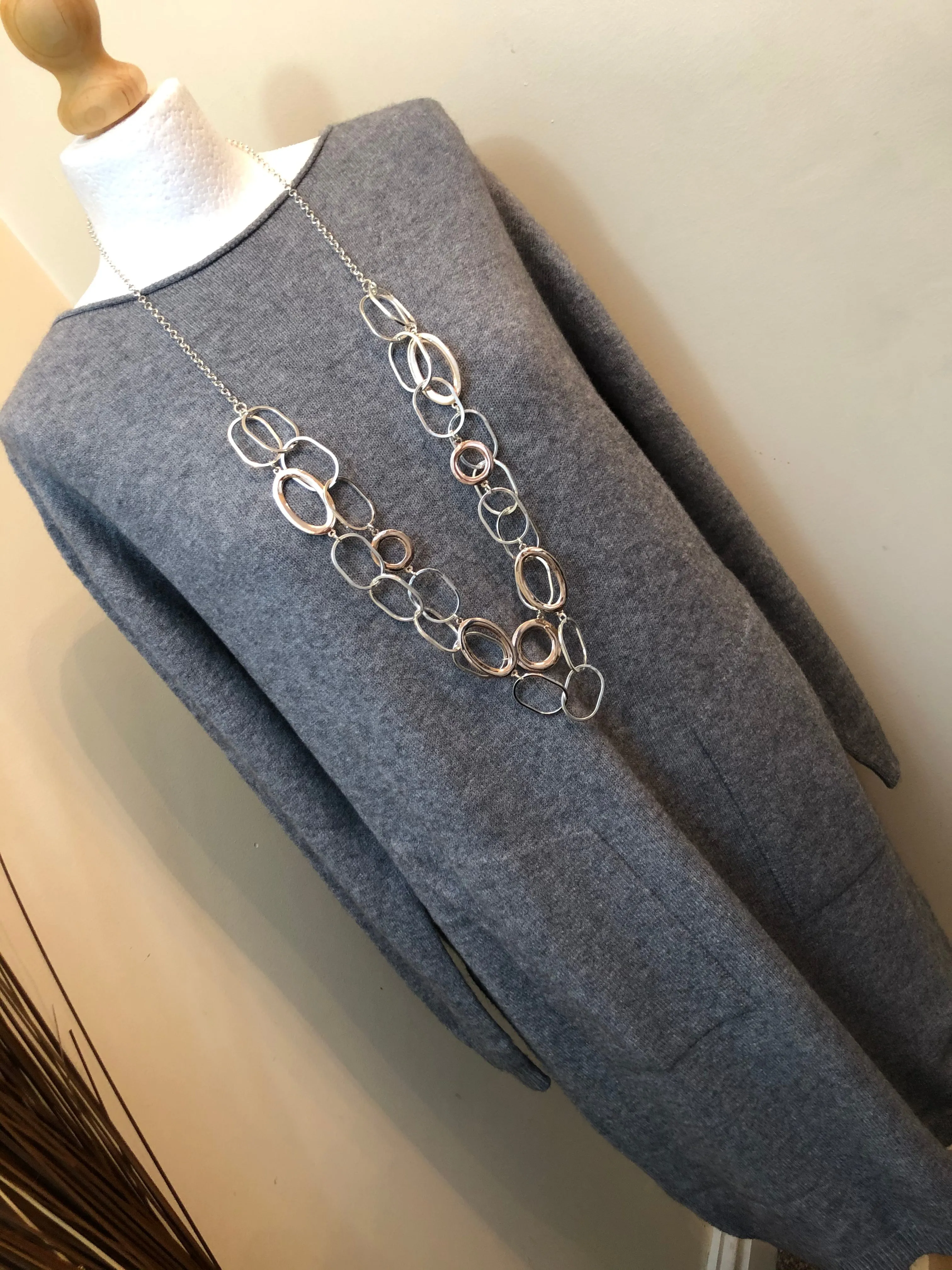 Ladies GREY Italian Made Boat Neck Dress With Pockets - One Size 8 - 20