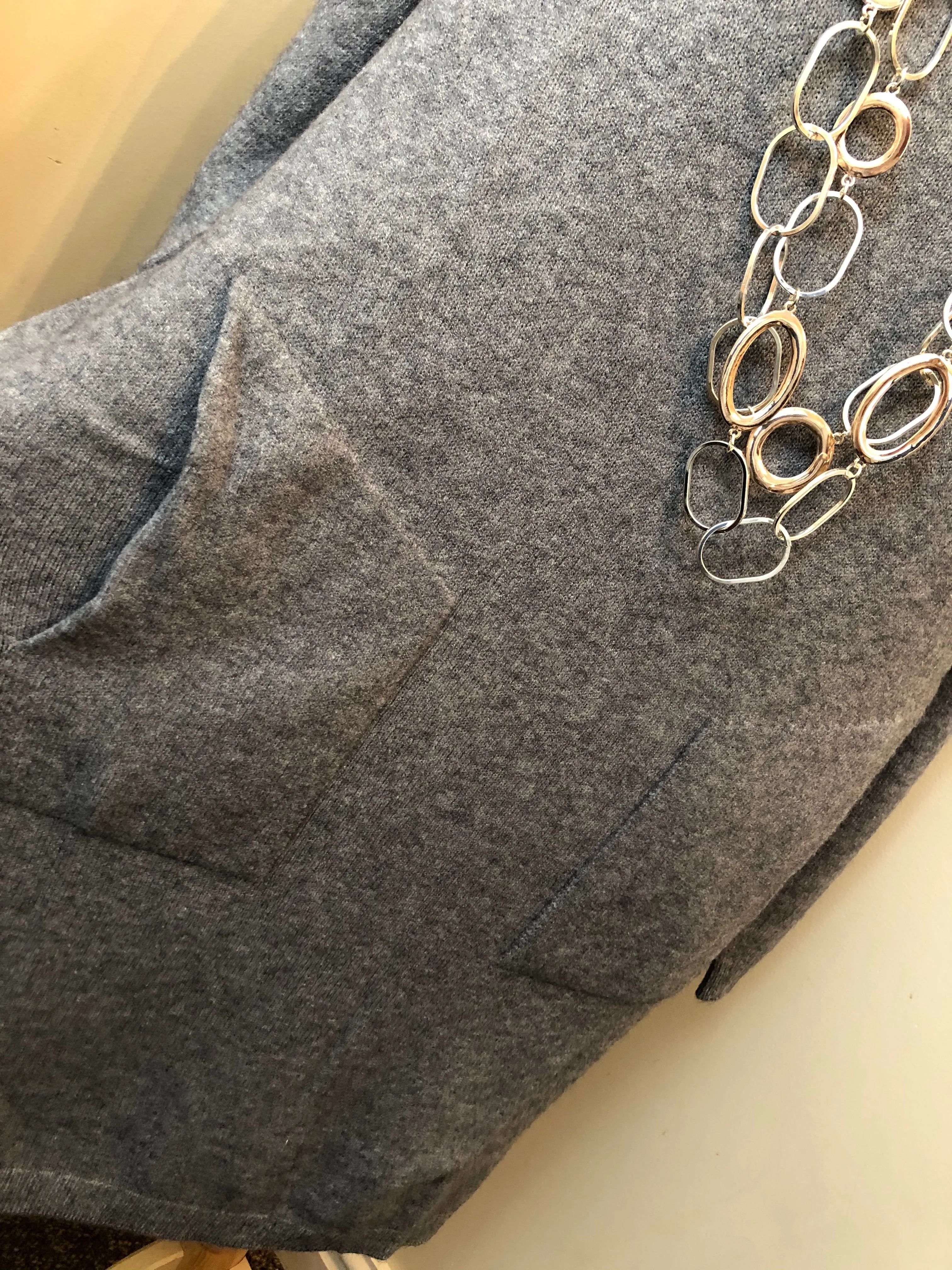 Ladies GREY Italian Made Boat Neck Dress With Pockets - One Size 8 - 20
