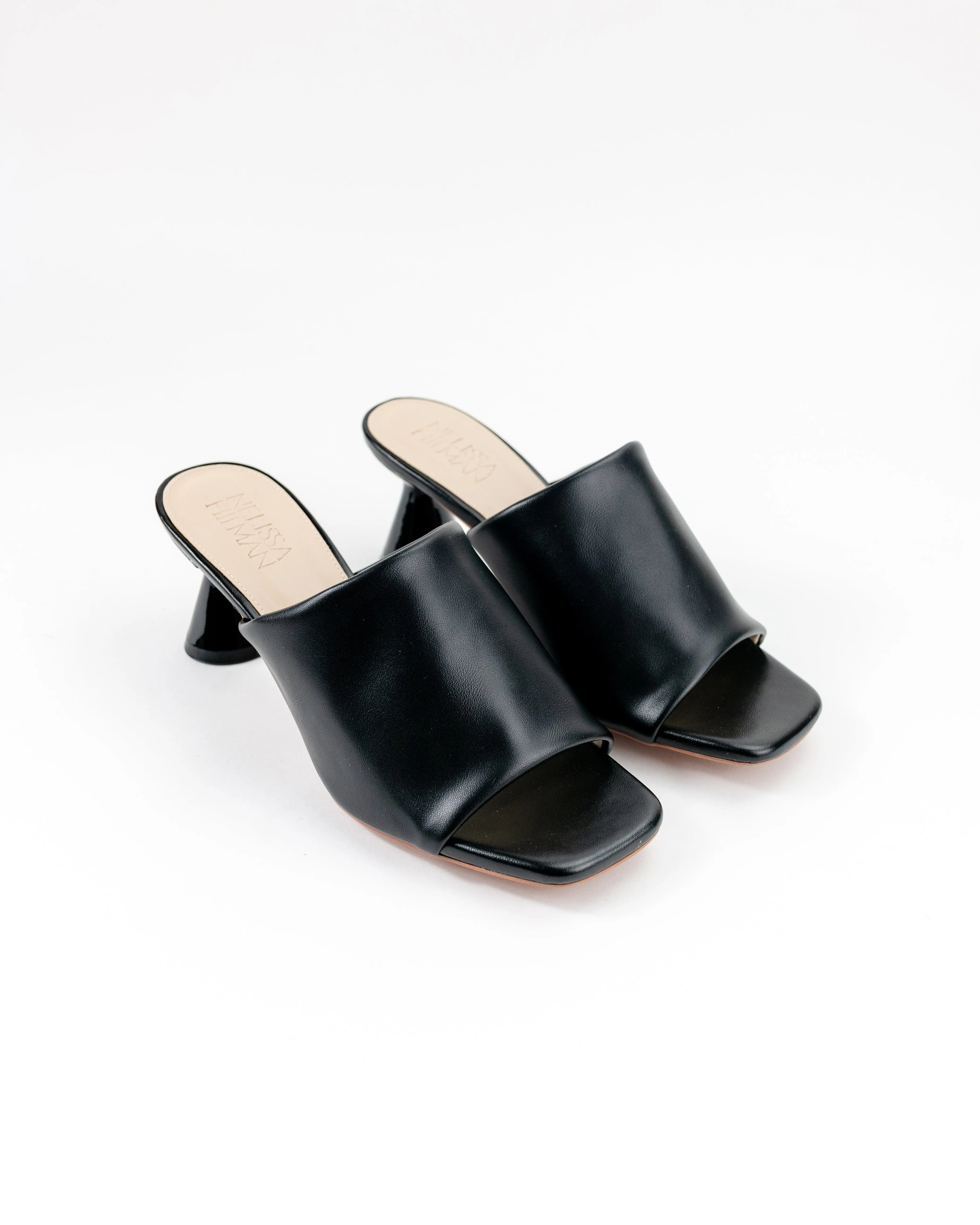 Lana Flared Heel Mules (Black)