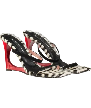 Les Petits Jouer Black Leather /calf Hair Heeled Lola Mules UK 8 EU 41 👠