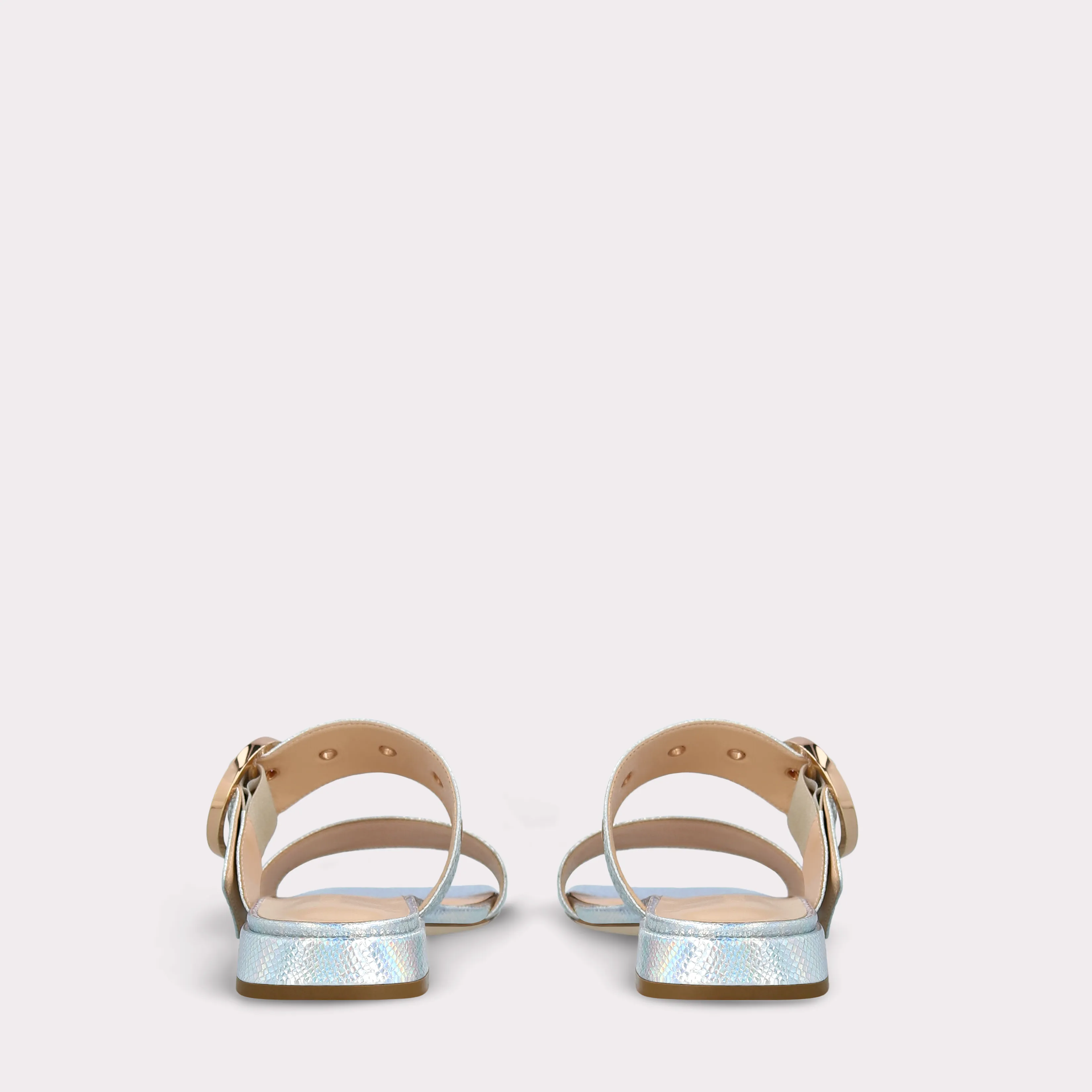 LUNA SILVER EMBOSSED LEATHER MULES