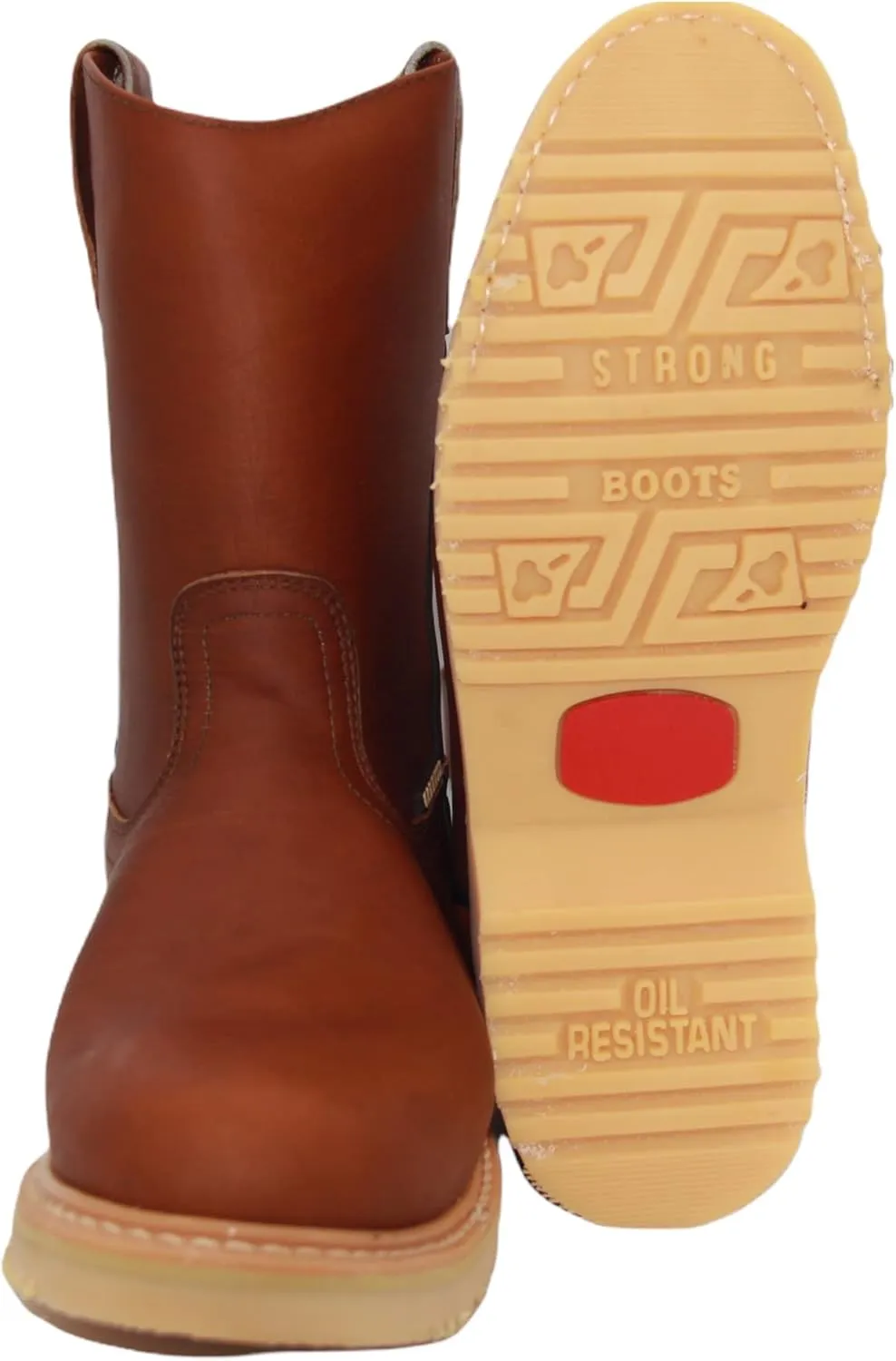 Men's 9" Pull-On Leather Soft Toe Work Boot Brown