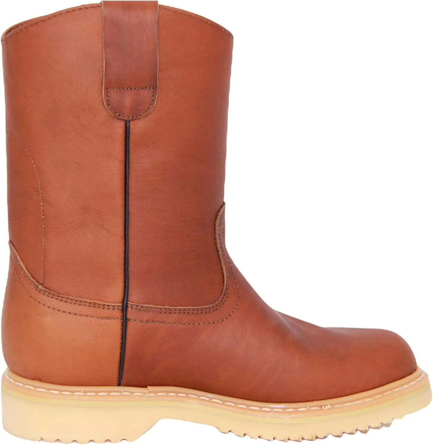 Men's 9" Pull-On Leather Soft Toe Work Boot Brown