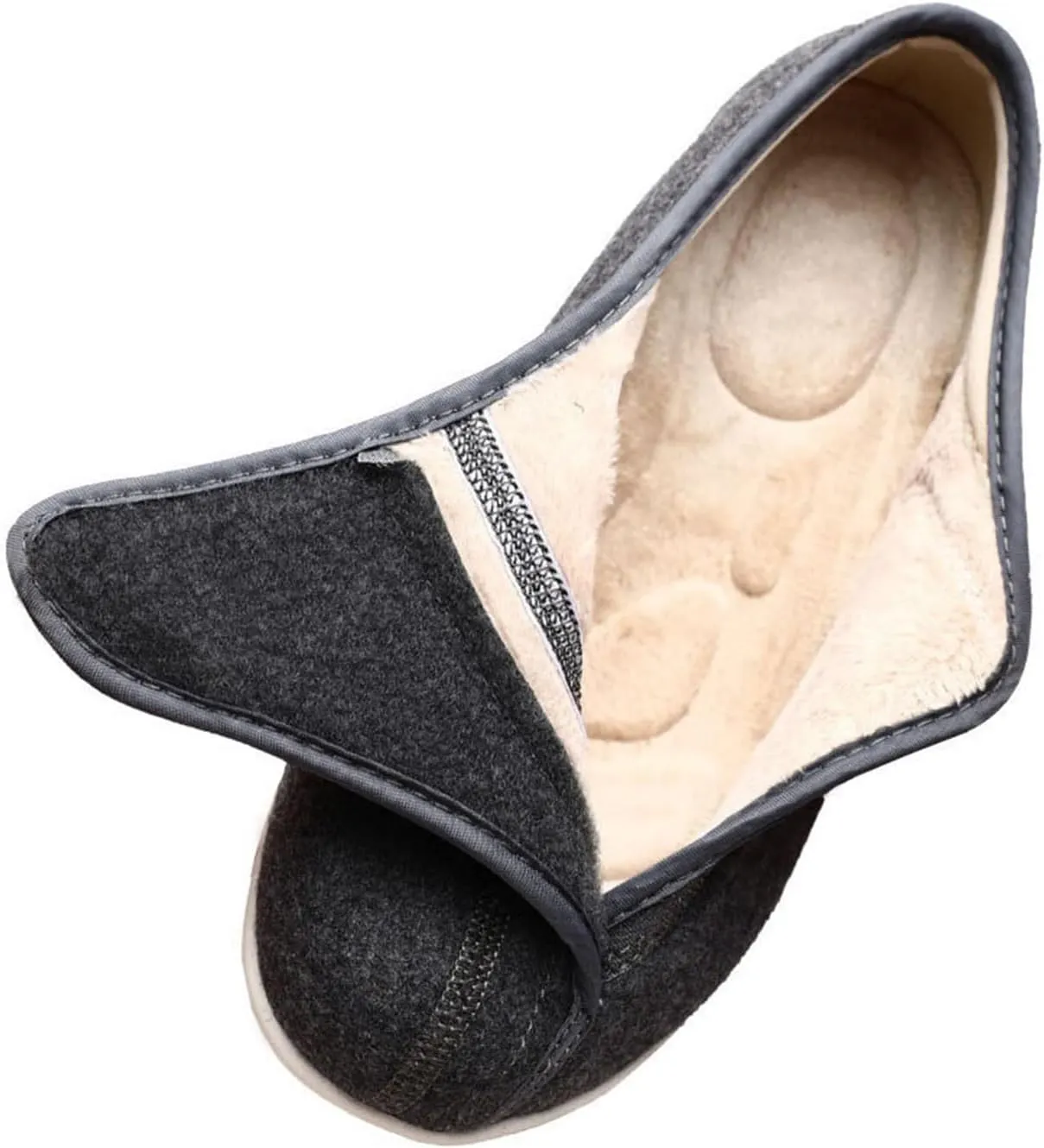 Mens Extra Wide Fit Diabetic Shoes, Mens Warm Plush Fleece Swollen Feet Diabetic Orthopedic Shoes, Adjustable Closure Lightweight Non-Slip Sneaker, for Diabetic Edema