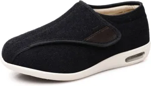 Mens Extra Wide Fit Diabetic Shoes, Mens Warm Plush Fleece Swollen Feet Diabetic Orthopedic Shoes, Adjustable Closure Lightweight Non-Slip Sneaker, for Diabetic Edema