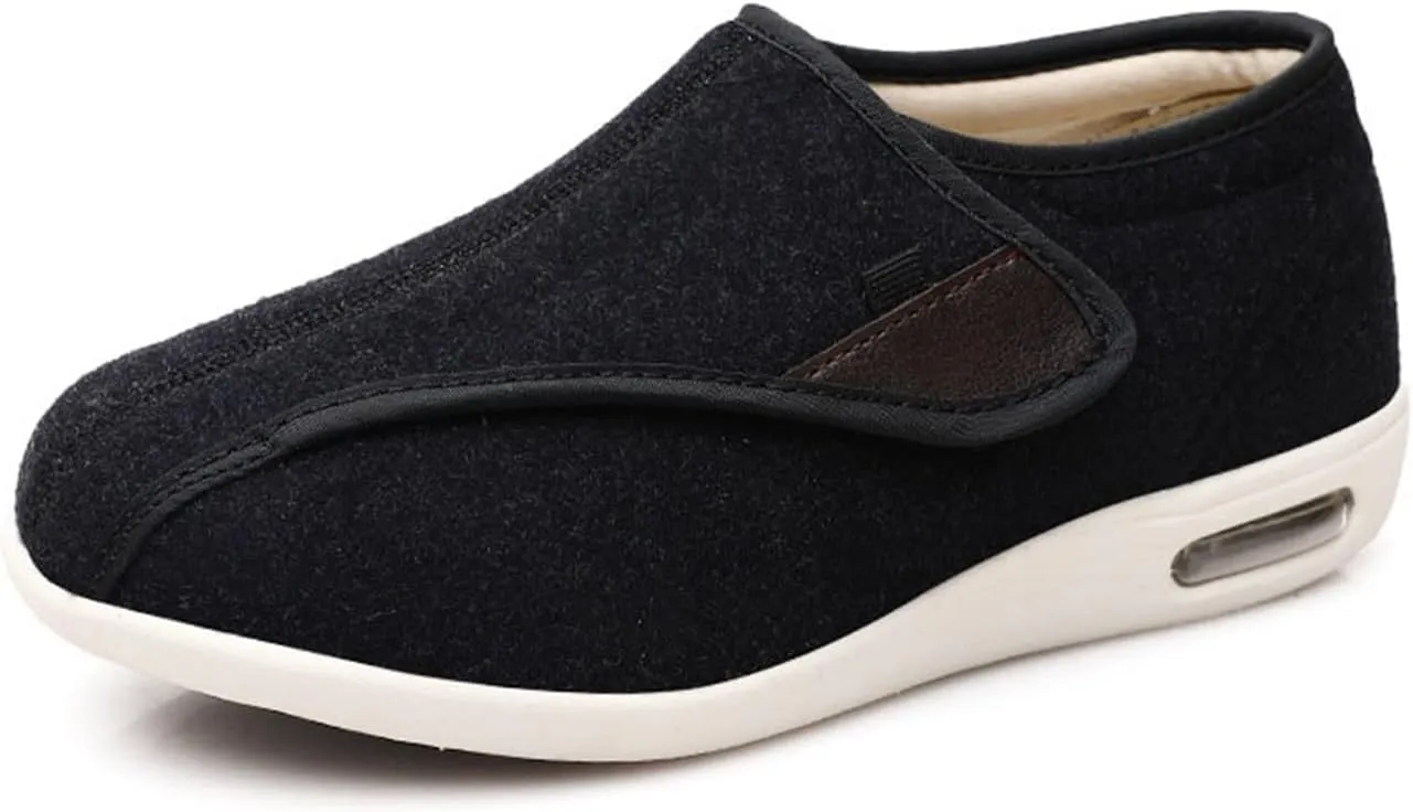 Mens Extra Wide Fit Diabetic Shoes, Mens Warm Plush Fleece Swollen Feet Diabetic Orthopedic Shoes, Adjustable Closure Lightweight Non-Slip Sneaker, for Diabetic Edema