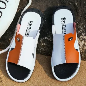 Men's Two Tone Faux Leather Sandals