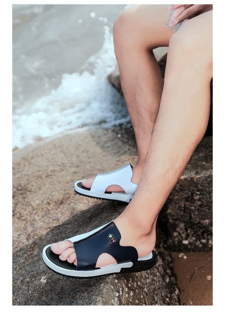 Men's Two Tone Faux Leather Sandals