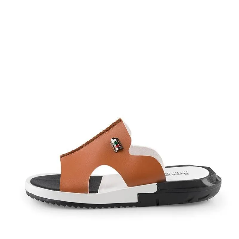 Men's Two Tone Faux Leather Sandals