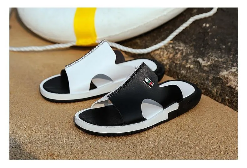 Men's Two Tone Faux Leather Sandals