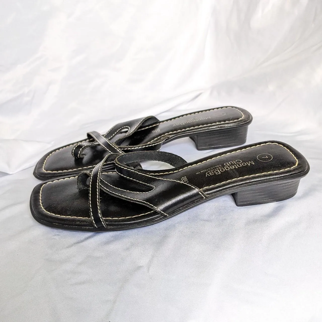 Montego Bay Club Vintage Black Leather Y2K Sandals