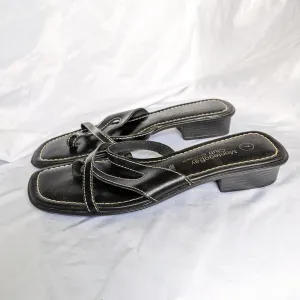 Montego Bay Club Vintage Black Leather Y2K Sandals