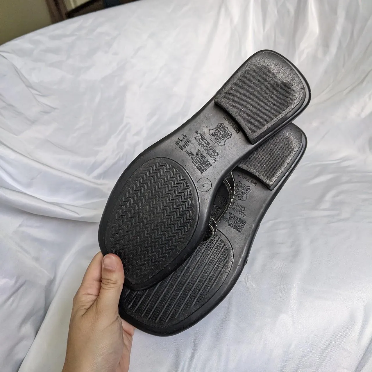 Montego Bay Club Vintage Black Leather Y2K Sandals