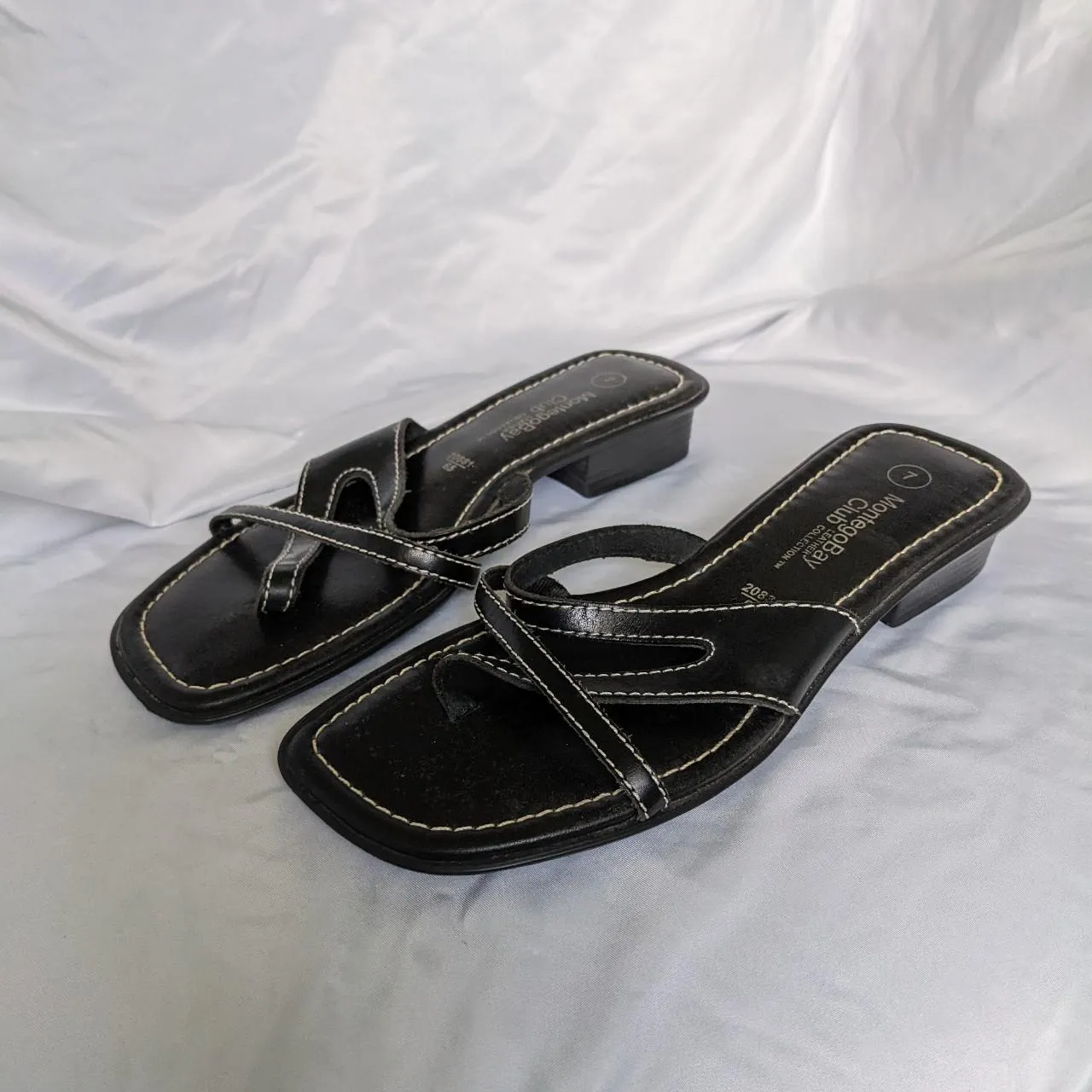 Montego Bay Club Vintage Black Leather Y2K Sandals