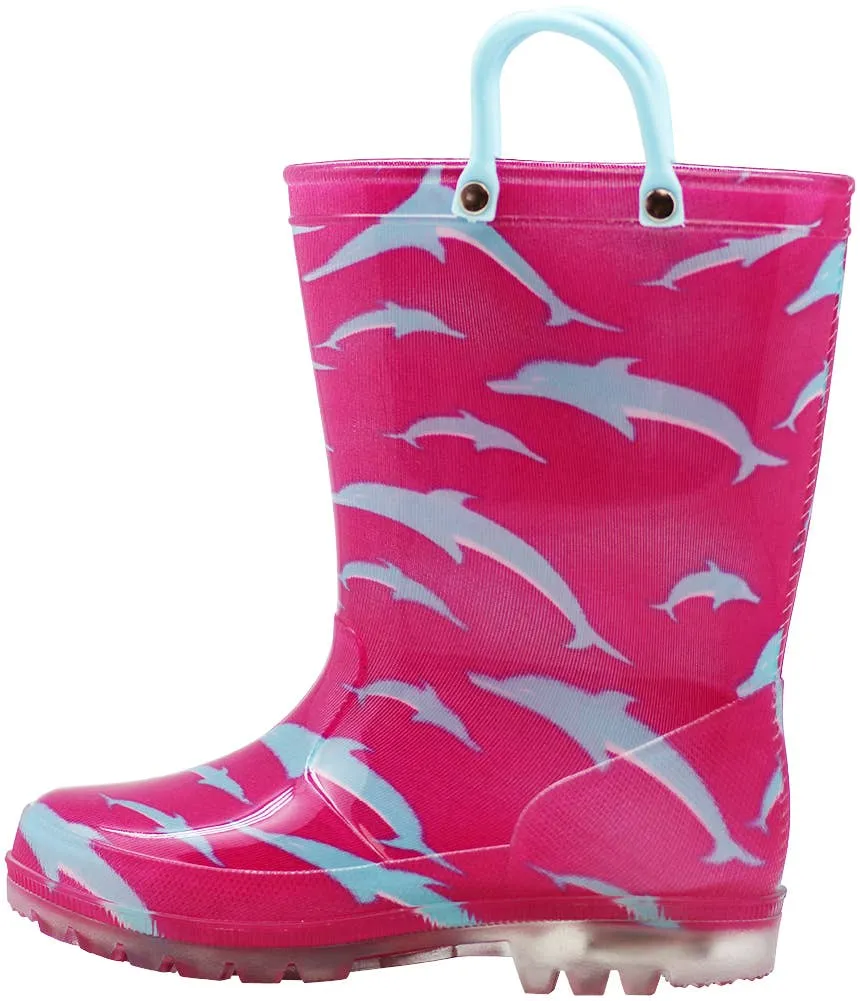 Norty Girls 11-3 Dolphin PVC Lightup Rain Boot 20059L Case