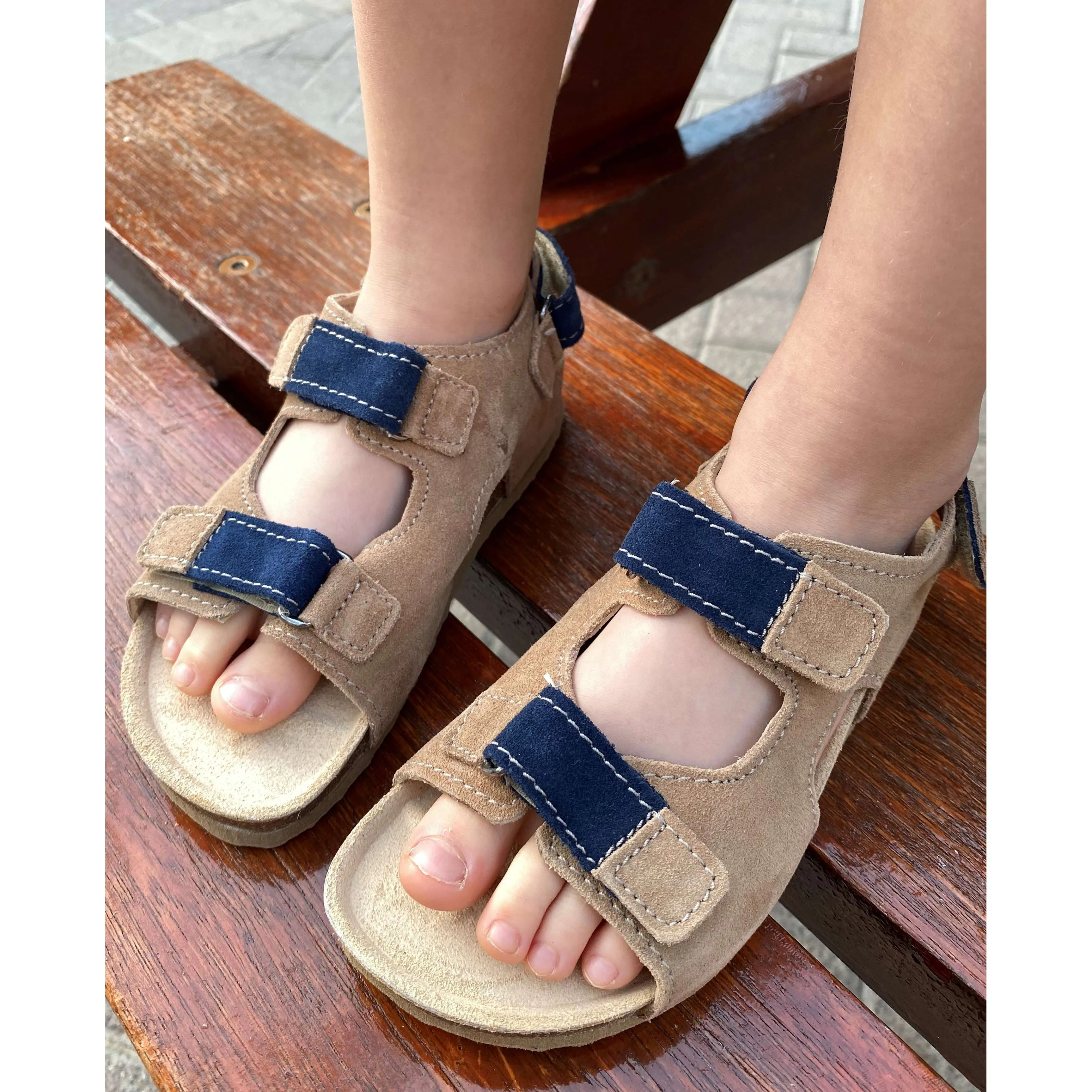 orthopedic older boys sandals  with open heel: T27: color brown