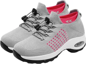Orthopedic Sneakers for Women Men Comfortable Breathable Walking Shoes,Soft Damping Air Cushion Footwear Anti-Skid Waterproof Soles Sneakers,Elastic Strap Running Shoes Unisex with Arch Support