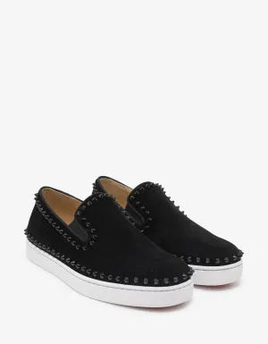 Pik Boat Black Suede Leather Trainers
