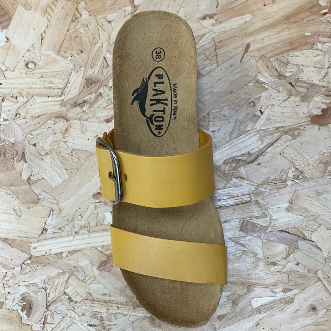 Plakton Womens Alicante Hi Vintage Leather Sandal - Yellow