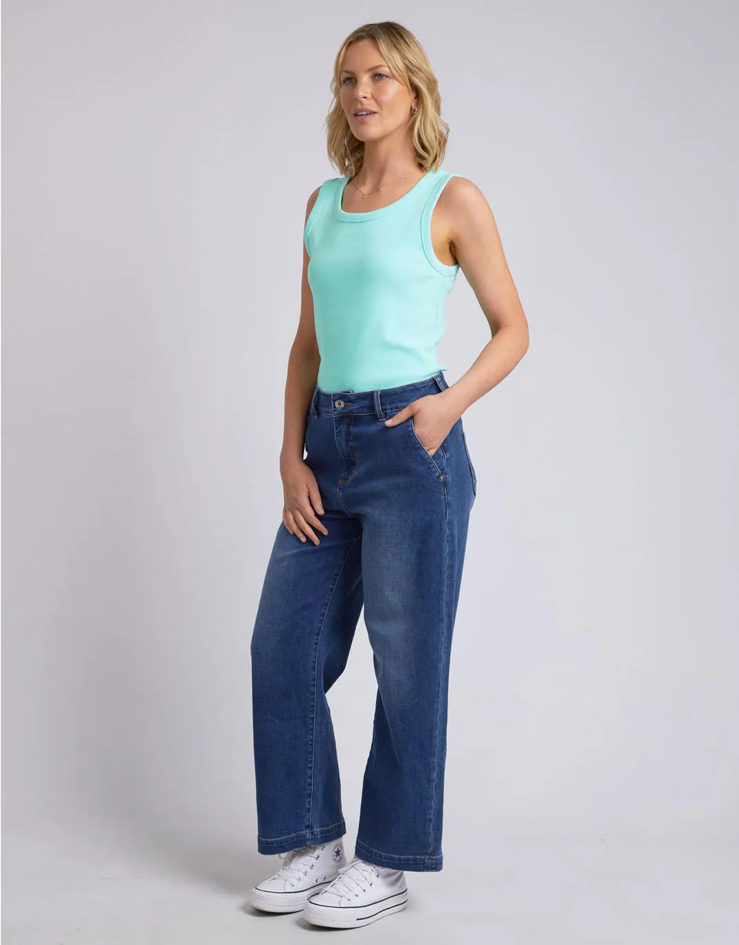 Rib Crew Tank - Tonic Blue
