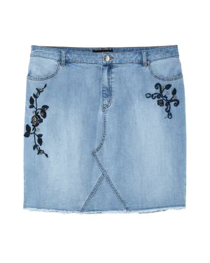 Samana Embroidered Denim Skirt | Light Wash