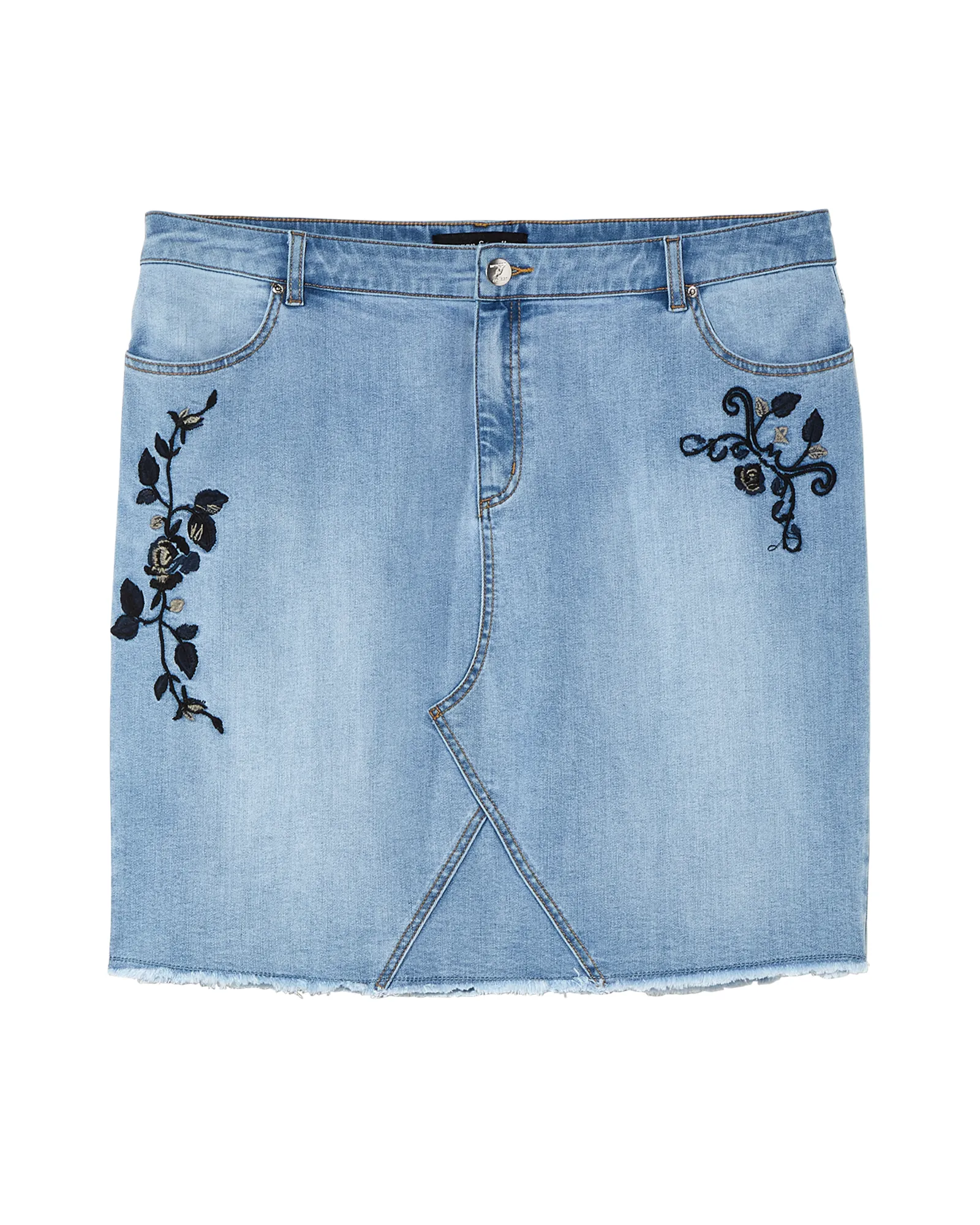 Samana Embroidered Denim Skirt | Light Wash