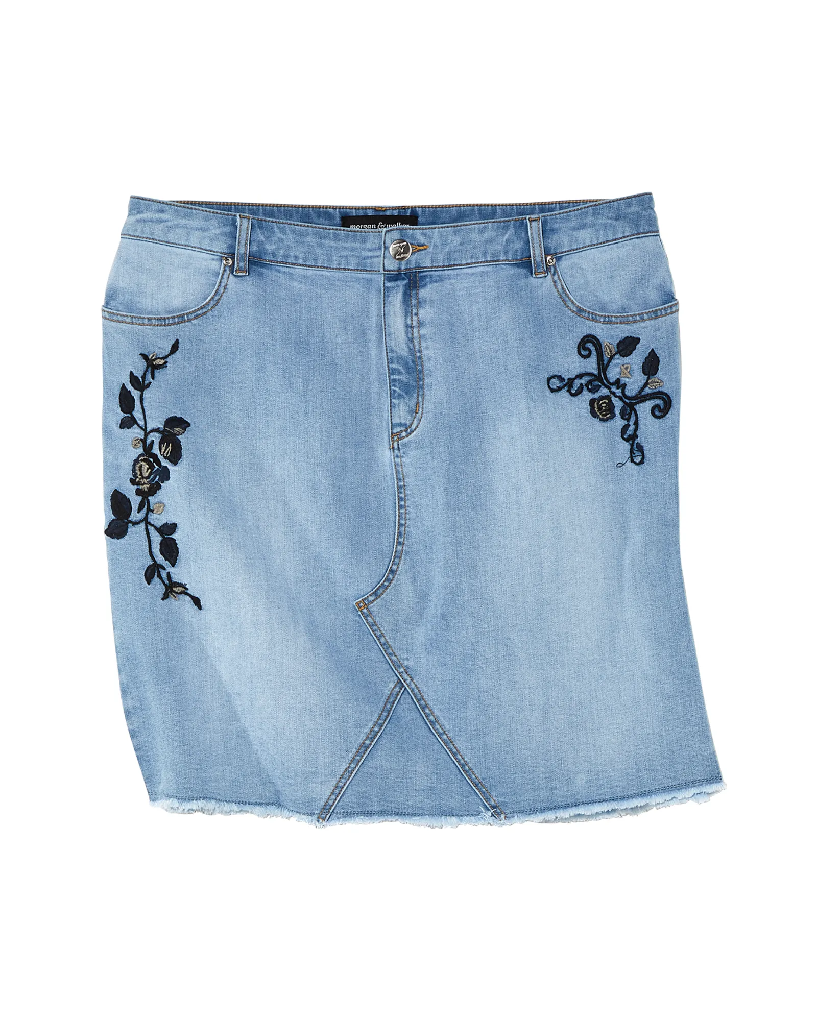 Samana Embroidered Denim Skirt | Light Wash