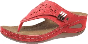 Sandals for Women 2025 Summer Orthopedic Arch Support Wedge Slip on Sandals Casual Beach Walking Wedges Flip Flops