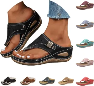Sandals for Women 2025 Summer Orthopedic Arch Support Wedge Slip on Sandals Casual Beach Walking Wedges Flip Flops