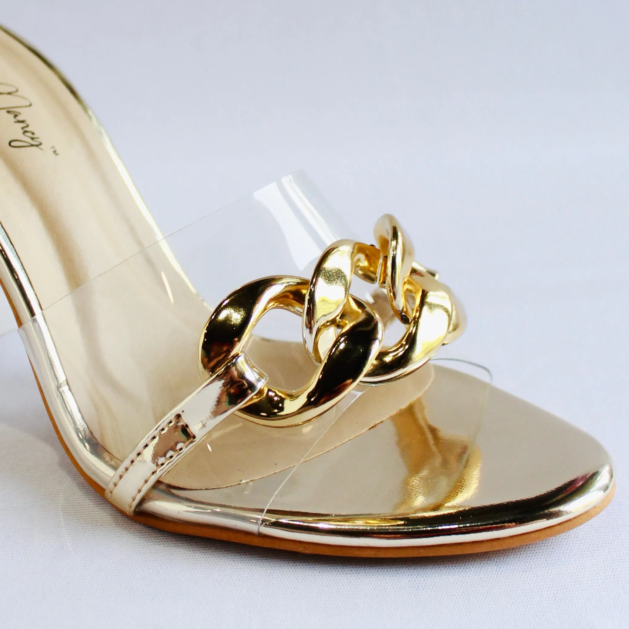 See Through Chain Mules - Golden