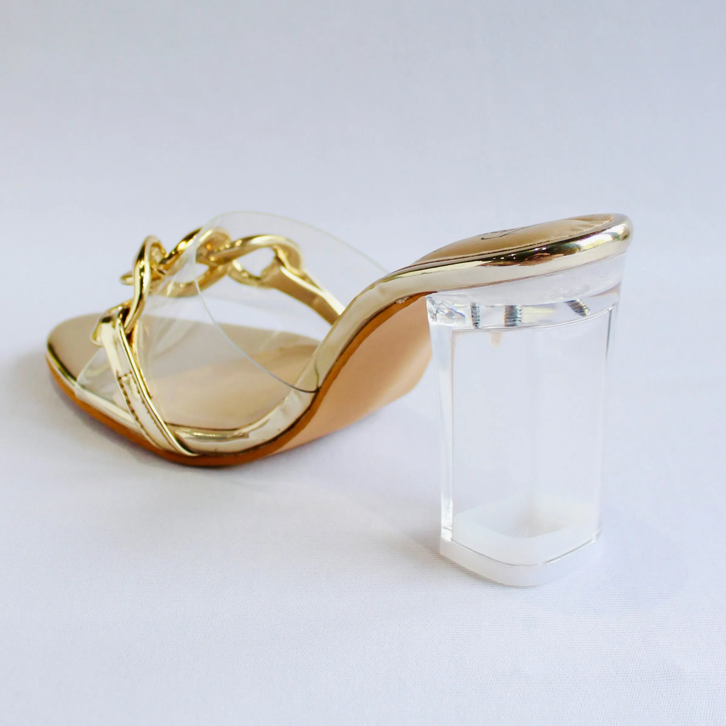 See Through Chain Mules - Golden