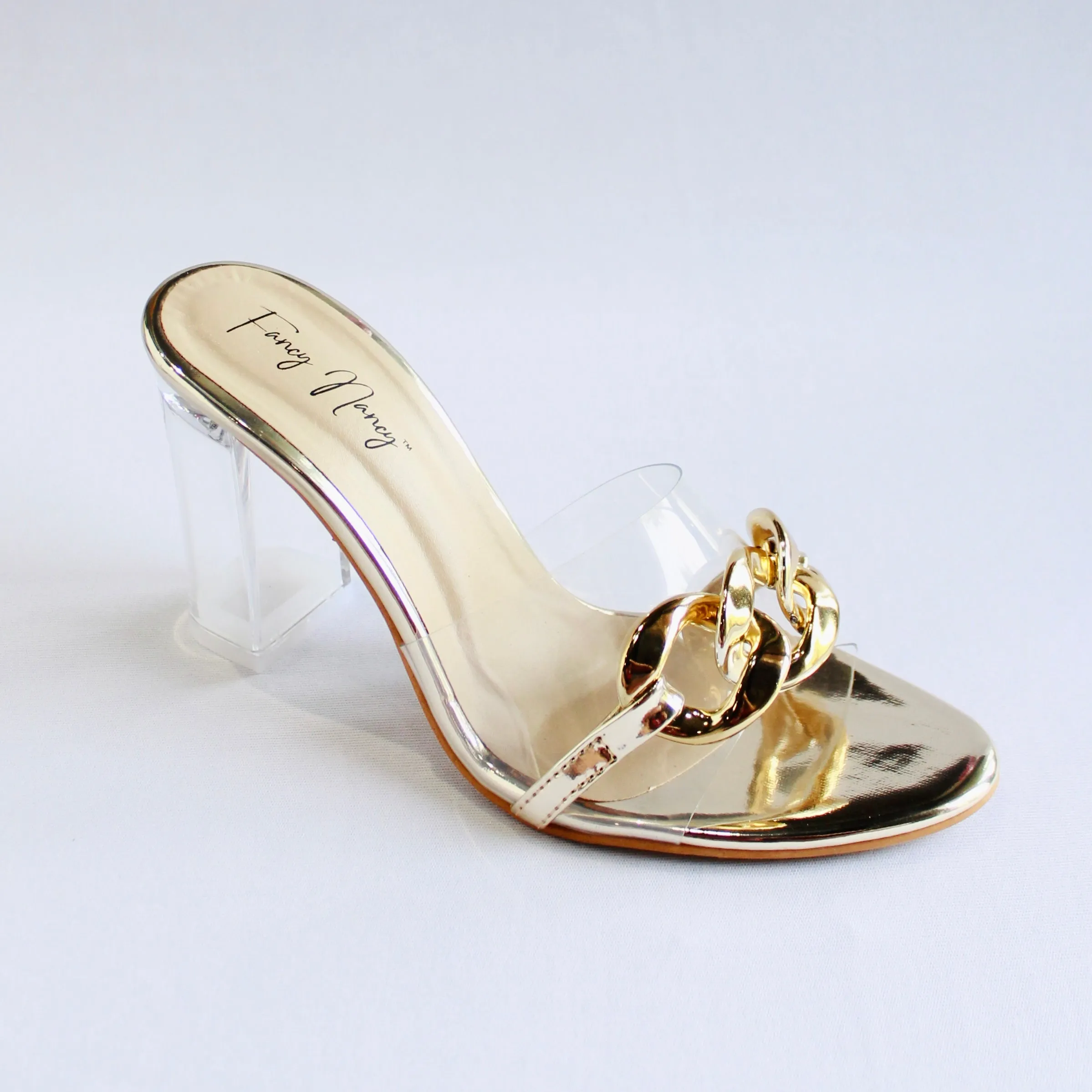 See Through Chain Mules - Golden