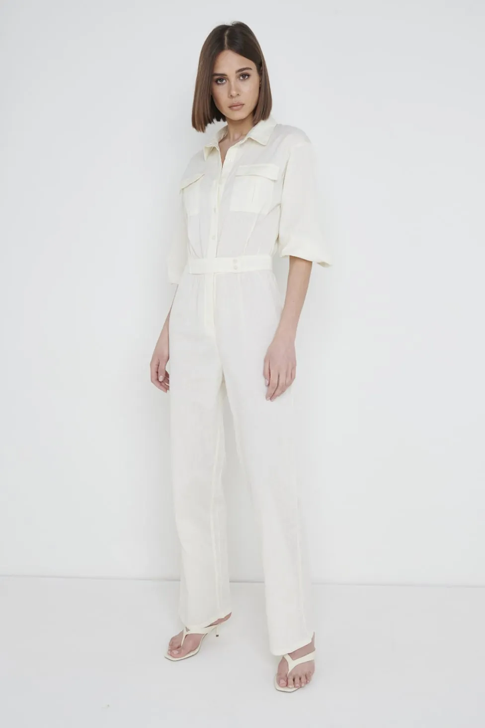 Shona Collared Jumpsuit - Stone