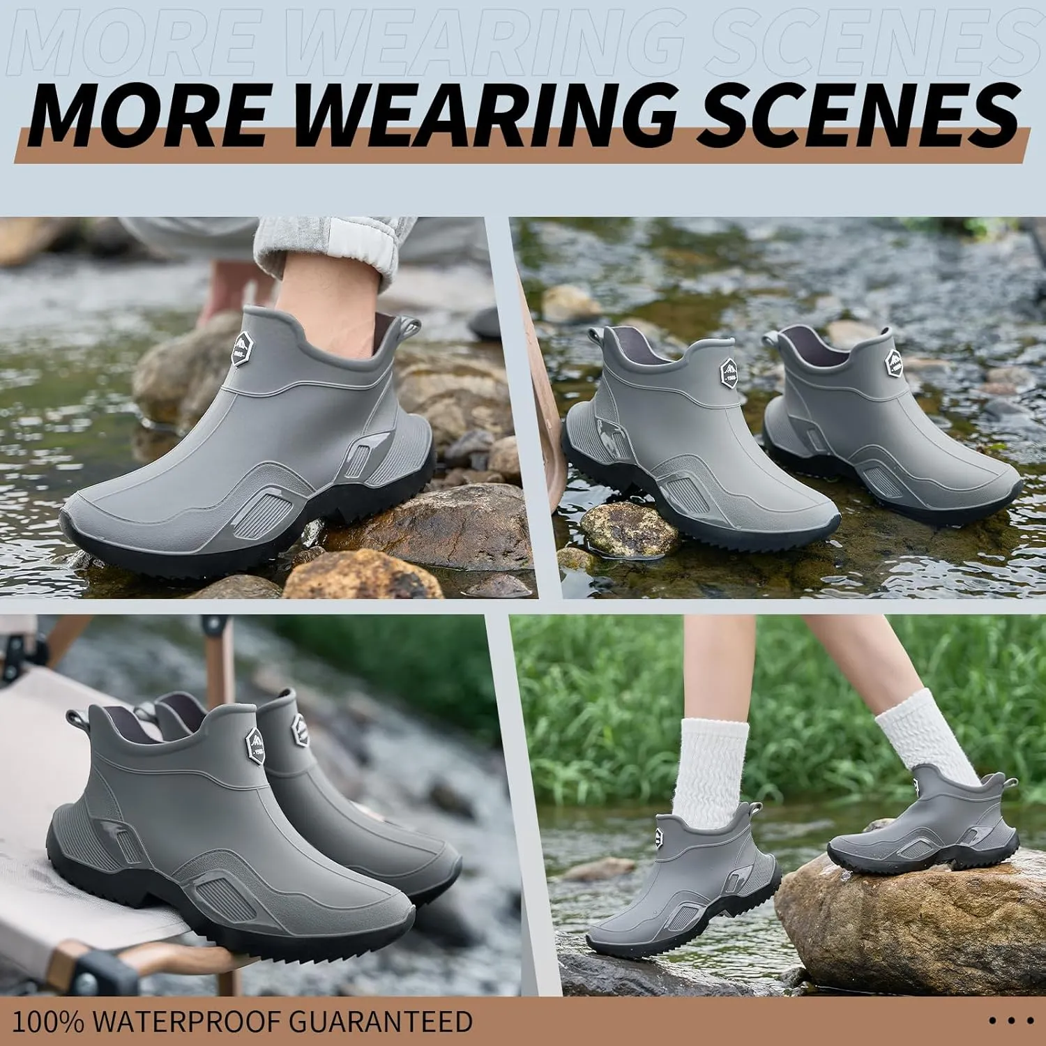 Short rain boots women waterproof deck boots for men ankle fishing boot comfortable garden work shoes lightweight chelsea boot for Boating Camping Sailing