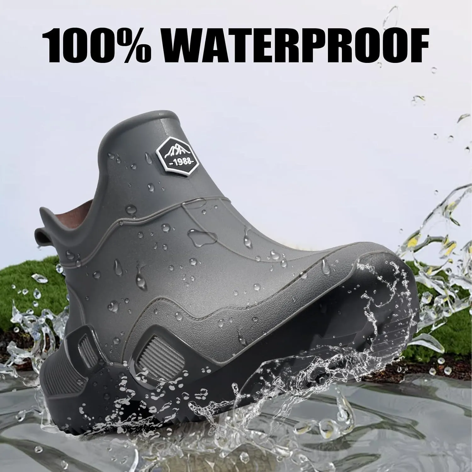 Short rain boots women waterproof deck boots for men ankle fishing boot comfortable garden work shoes lightweight chelsea boot for Boating Camping Sailing