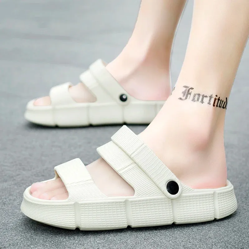 Sohiwoo Light Men's Slippers Summer Beach Shoes For Men Outdoor Wading Sandals Soft Beach Antiskid Sports Men's Slippers Platform