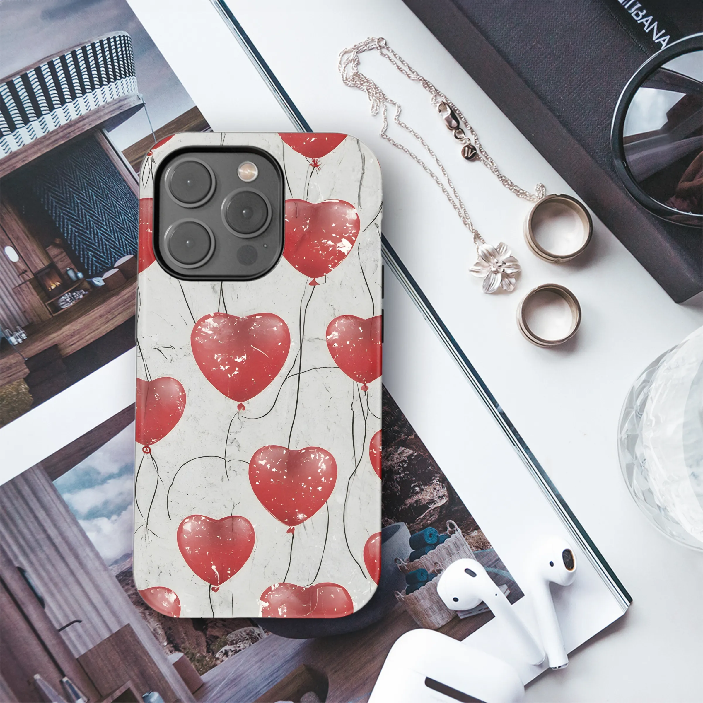 St. Valentine's Day Red Heart Balloons Phone Case iPhone Samsung Cover Pixel 3116