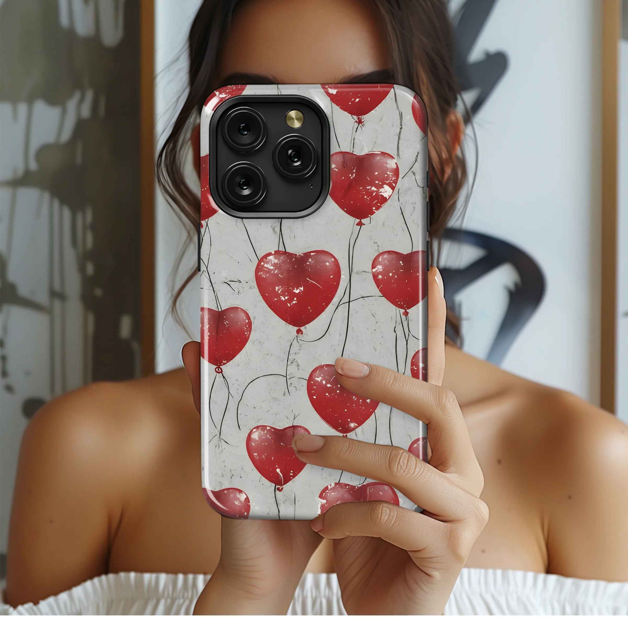 St. Valentine's Day Red Heart Balloons Phone Case iPhone Samsung Cover Pixel 3116