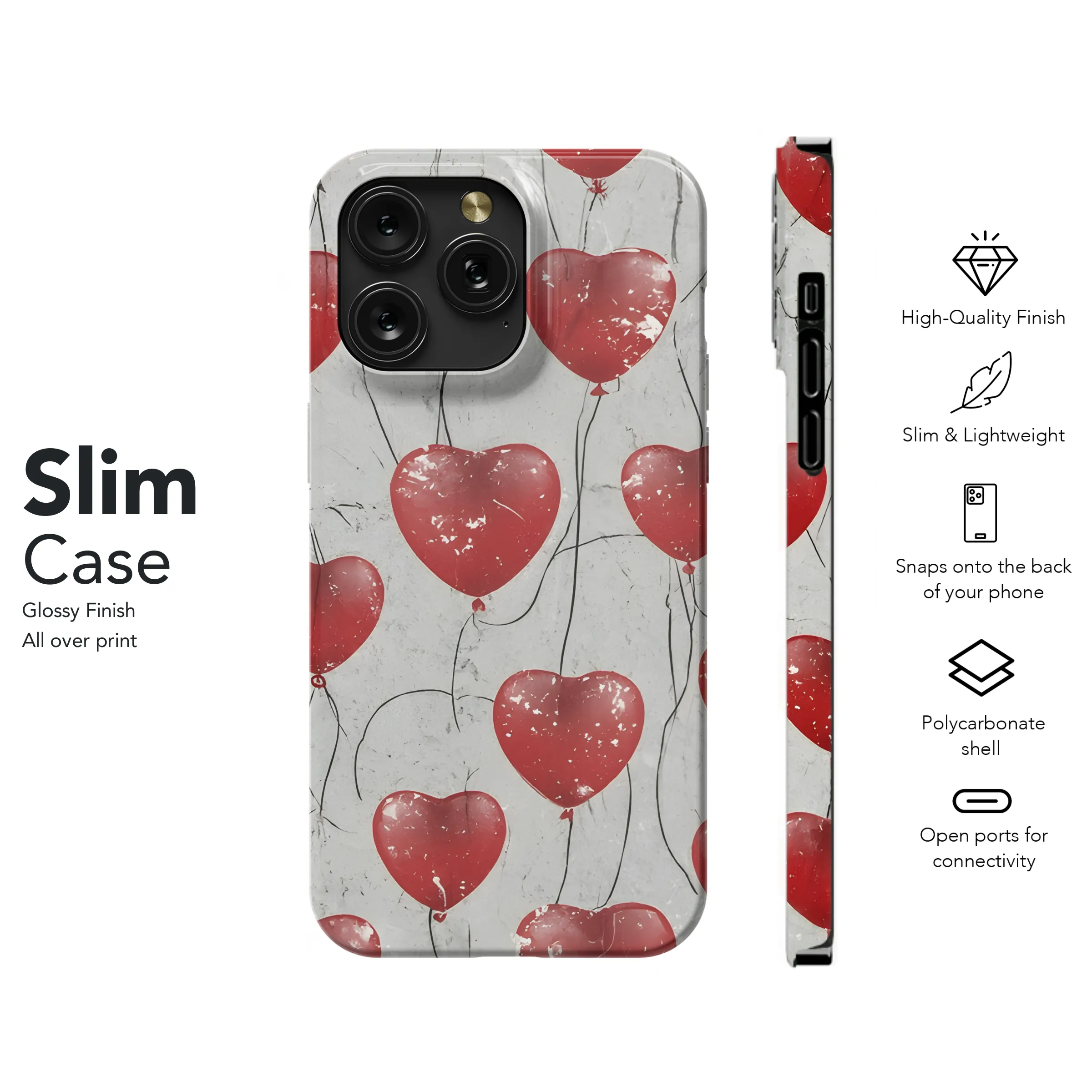St. Valentine's Day Red Heart Balloons Phone Case iPhone Samsung Cover Pixel 3116