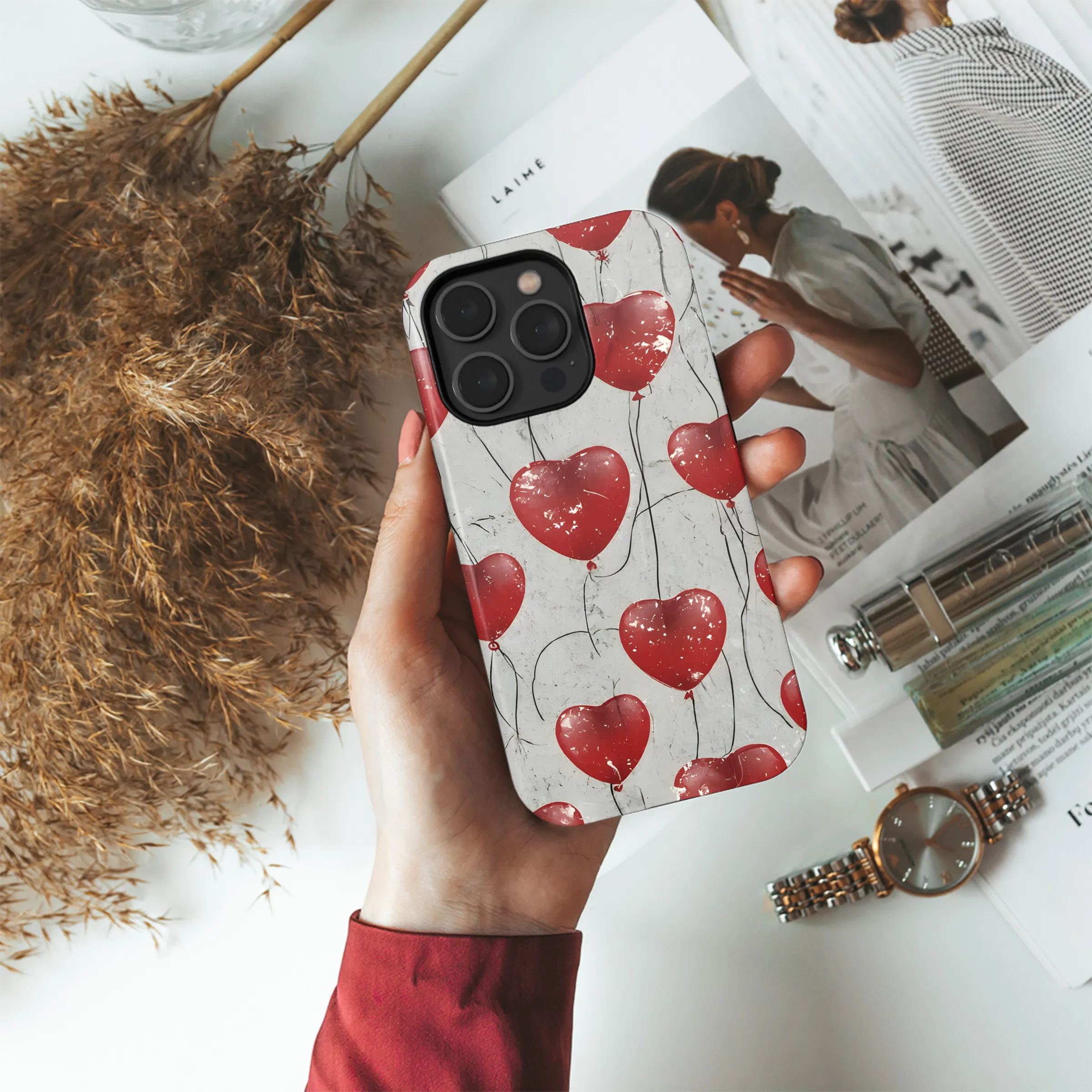 St. Valentine's Day Red Heart Balloons Phone Case iPhone Samsung Cover Pixel 3116